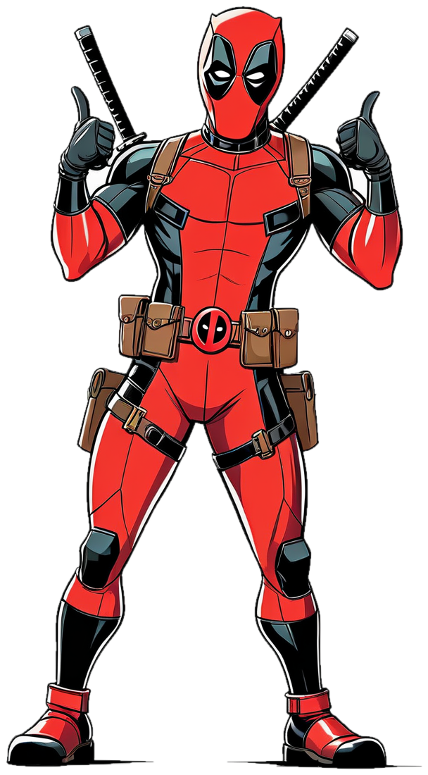 Deadpool grinning with two thumbs up